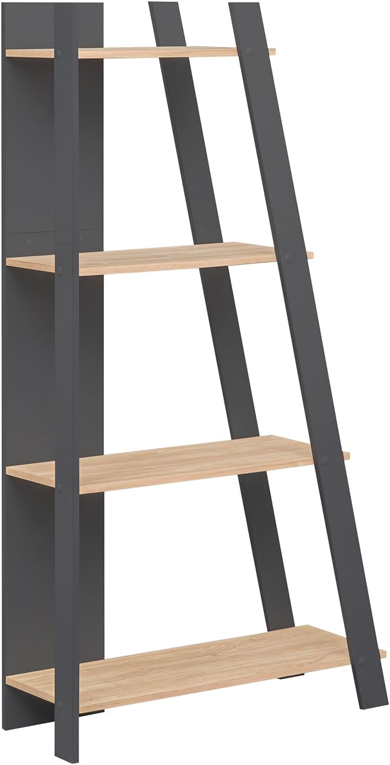Giantex 4 Tier/ 5-Tier Narrow Wooden Vertical Trapezoidal Bookcase