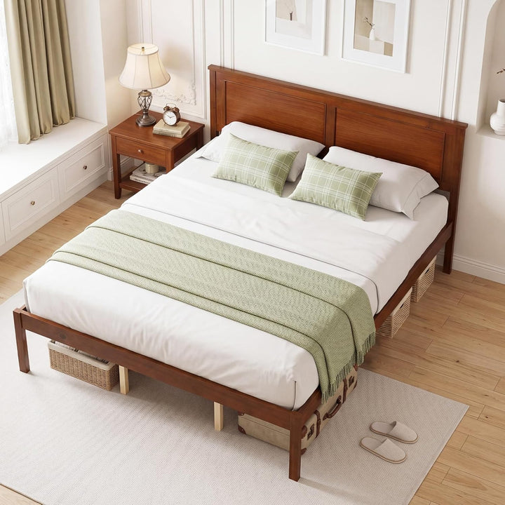 Giantex Wood Queen/Full/Twin Size Bed Frame with Wooden Slat Support