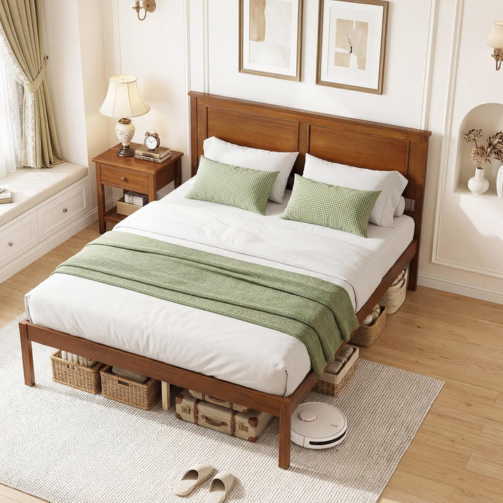 Giantex Wood Queen/Full/Twin Size Bed Frame with Wooden Slat Support