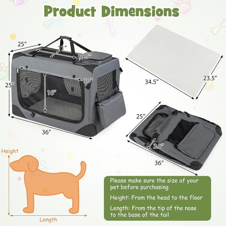 Giantex Folding Soft Dog Crate with 5-Sided Mesh