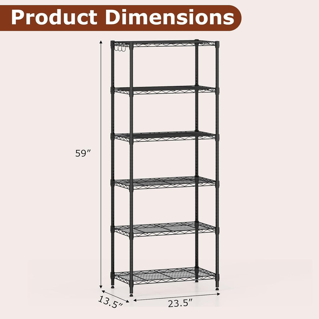 Giantex Storage Shelves Adjustable Wire Shelf Rack w/4 Removable Hooks