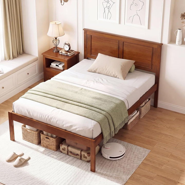 Giantex Wood Queen/Full/Twin Size Bed Frame with Wooden Slat Support