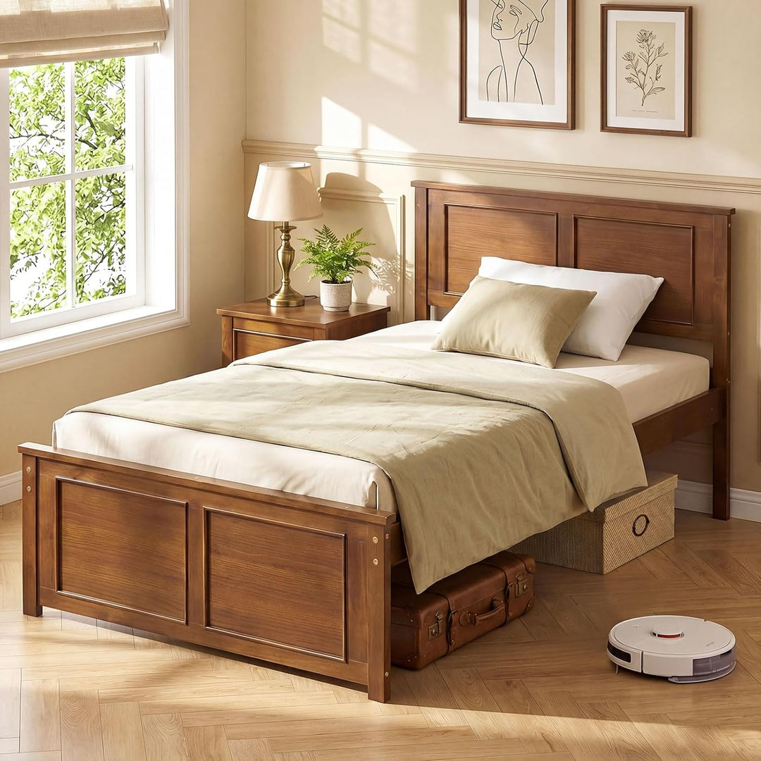 Giantex Wood Queen/Full/Twin Size Farmhouse Solid Platform Bed