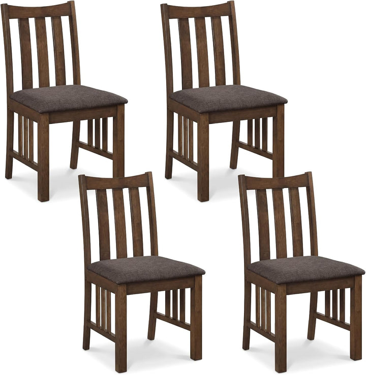Giantex Rubber Wood Dining Chairs with Upholstered Cushioned Seat (2/4)