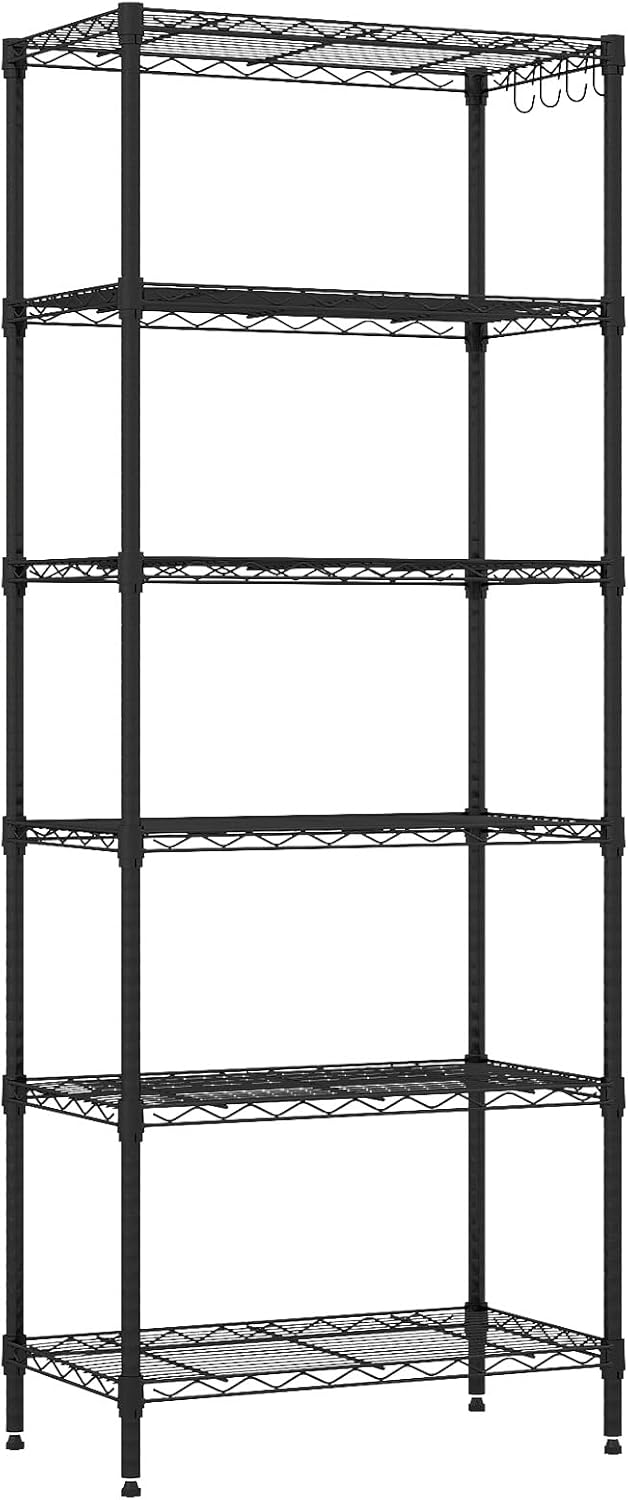 Giantex Storage Shelves Adjustable Wire Shelf Rack w/4 Removable Hooks