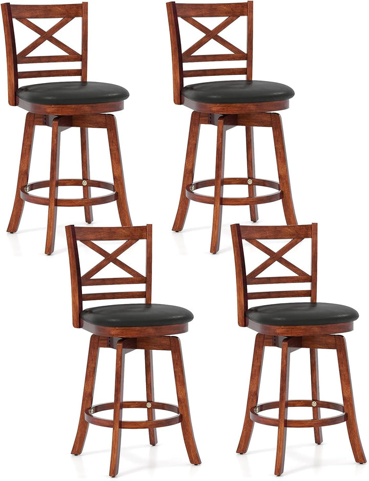 Giantex 25 Inch Swivel Bar Stools Set of 2/4 with PU Faux Leather Upholstered Seat