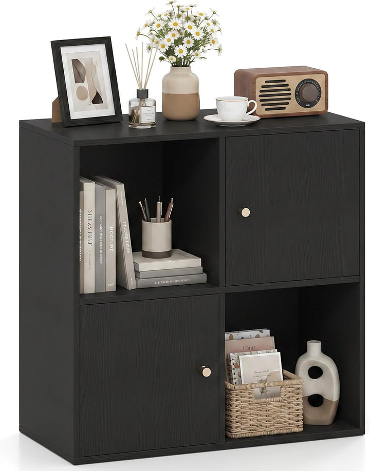 Giantex 4 Cube Bookcase | 2-Tier Freestanding Book Shelf with Open Compartments