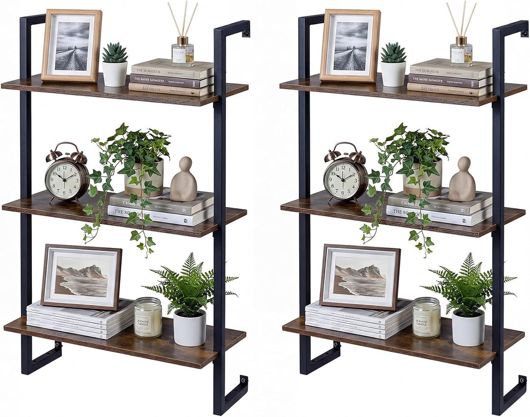 Giantex 3-Tier Modern Floating Wall-Mounted Bookshelf with Metal Frame (1/2)