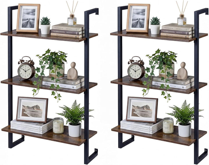 Giantex 3-Tier Modern Floating Wall-Mounted Bookshelf with Metal Frame (1/2)