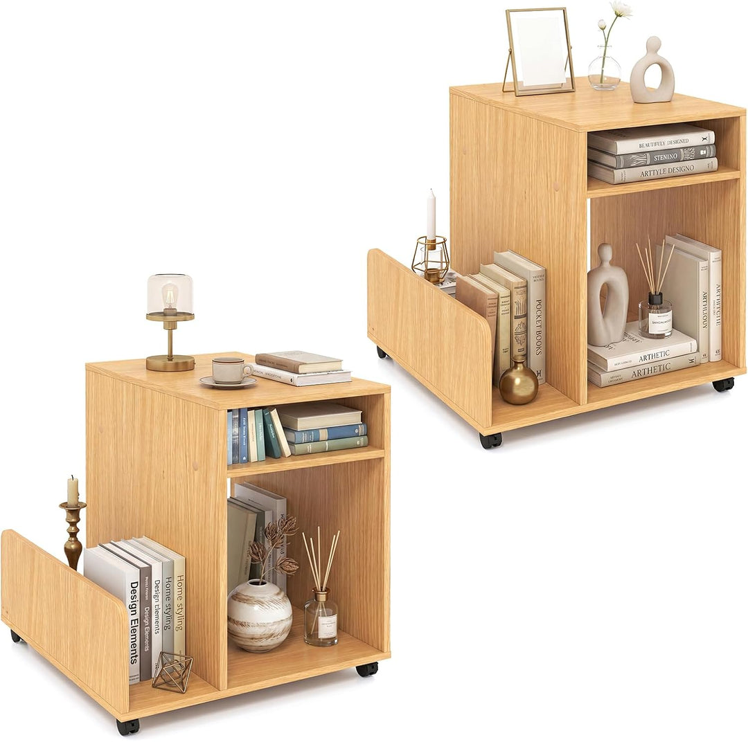 Giantex 3-Tier Rolling End Table w/Magazine Rack &amp; Open Storage Shelves (1/2)
