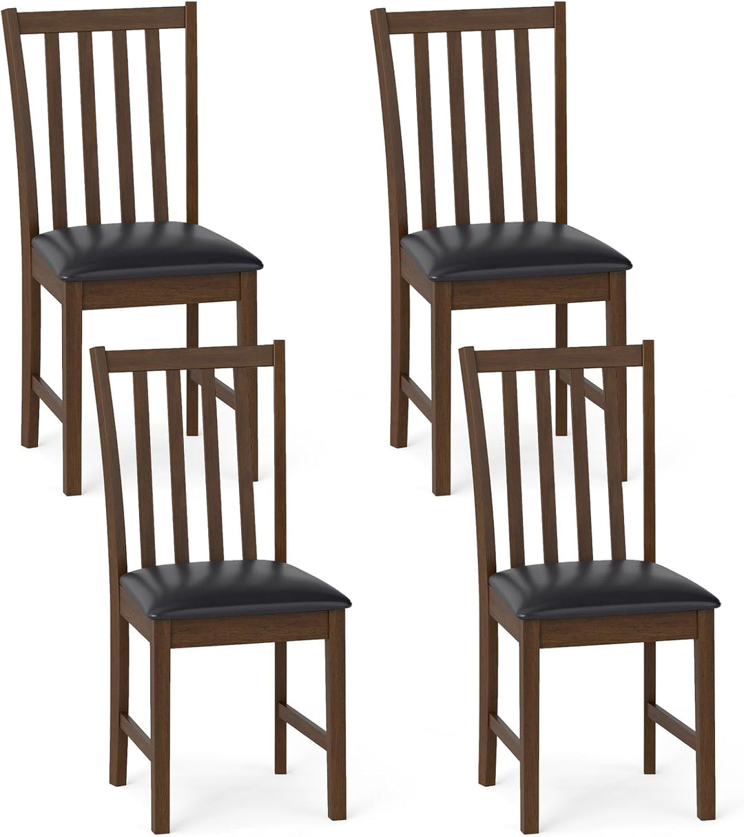 Giantex Wooden Dining Chairs Set of 2/4 Faux Leather Upholstered Kitchen Chair w/Rubber Wood Legs