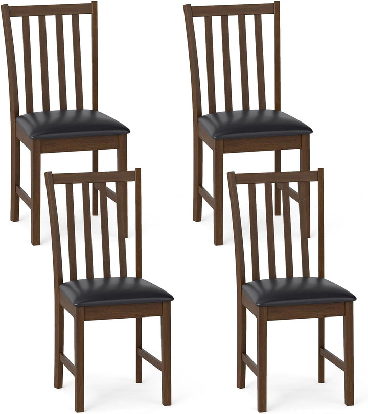 Giantex Wooden Dining Chairs Set of 2/4 Faux Leather Upholstered Kitchen Chair w/Rubber Wood Legs