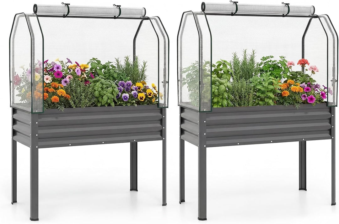 Giantex Raised Garden Bed with Legs &amp; Greenhouse Cover (1/2)