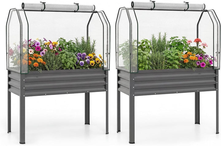 Giantex Raised Garden Bed with Legs &amp; Greenhouse Cover (1/2)