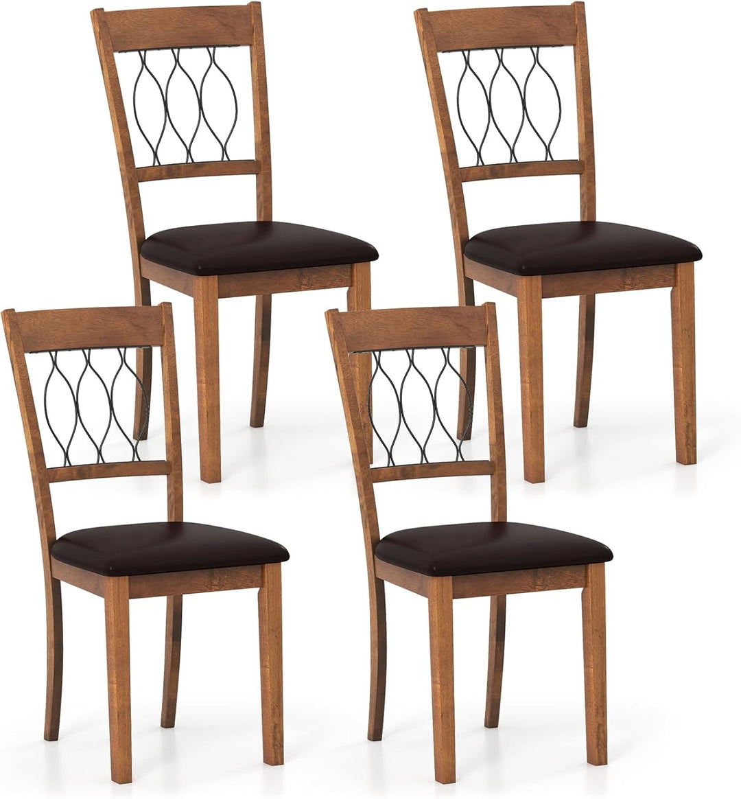 Giantex Dining Chairs Set of 2/4 Fabric Upholstered Armless Kitchen Chairs w/Hollowed Backrest