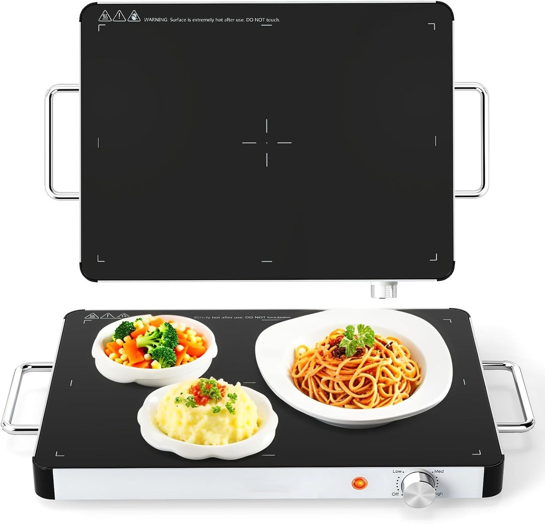 Giantex Electric Warming Tray 16'' x 12'' - Tempered Glass Buffet Server & Food Warmer