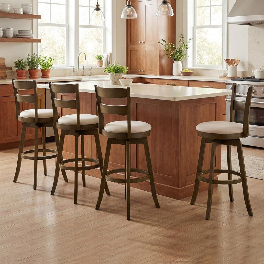 Giantex 30.5" Swivel Bar Stools Set of 2/4 with Fabric Upholstered Seat, High Back