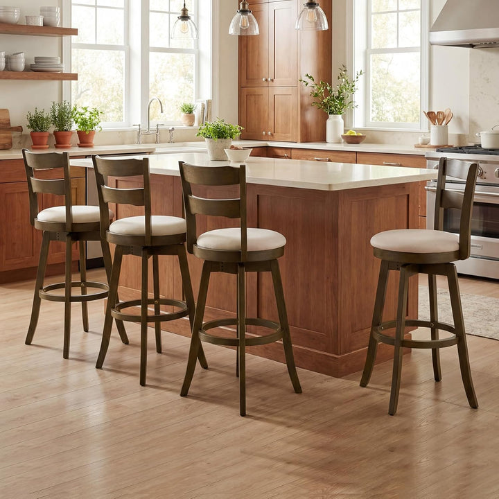 Giantex 30.5" Swivel Bar Stools Set of 2/4 with Fabric Upholstered Seat, High Back
