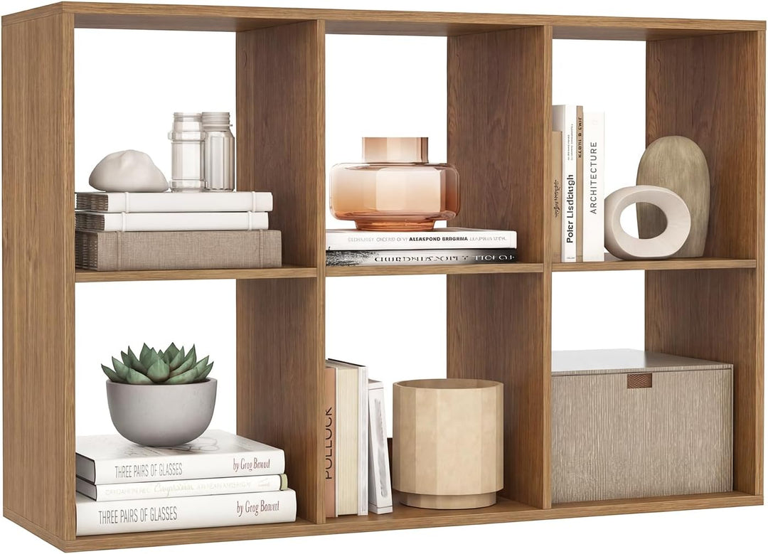 Giantex 6-Cube Bookcase, White Cubby Bookshelf w/Back Guardrail &amp; Anti-Tipping Kits