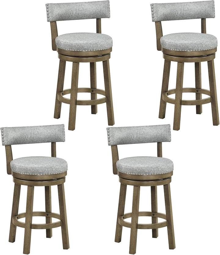 Giantex Swivel Bar Stool | 27" Counter Height Stool with Linen Fabric Upholstered Seat &amp; Back