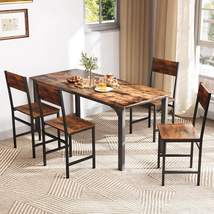 Giantex Dining Chairs Set, Industrial Kitchen Chairs with Metal Legs, Slanted Back