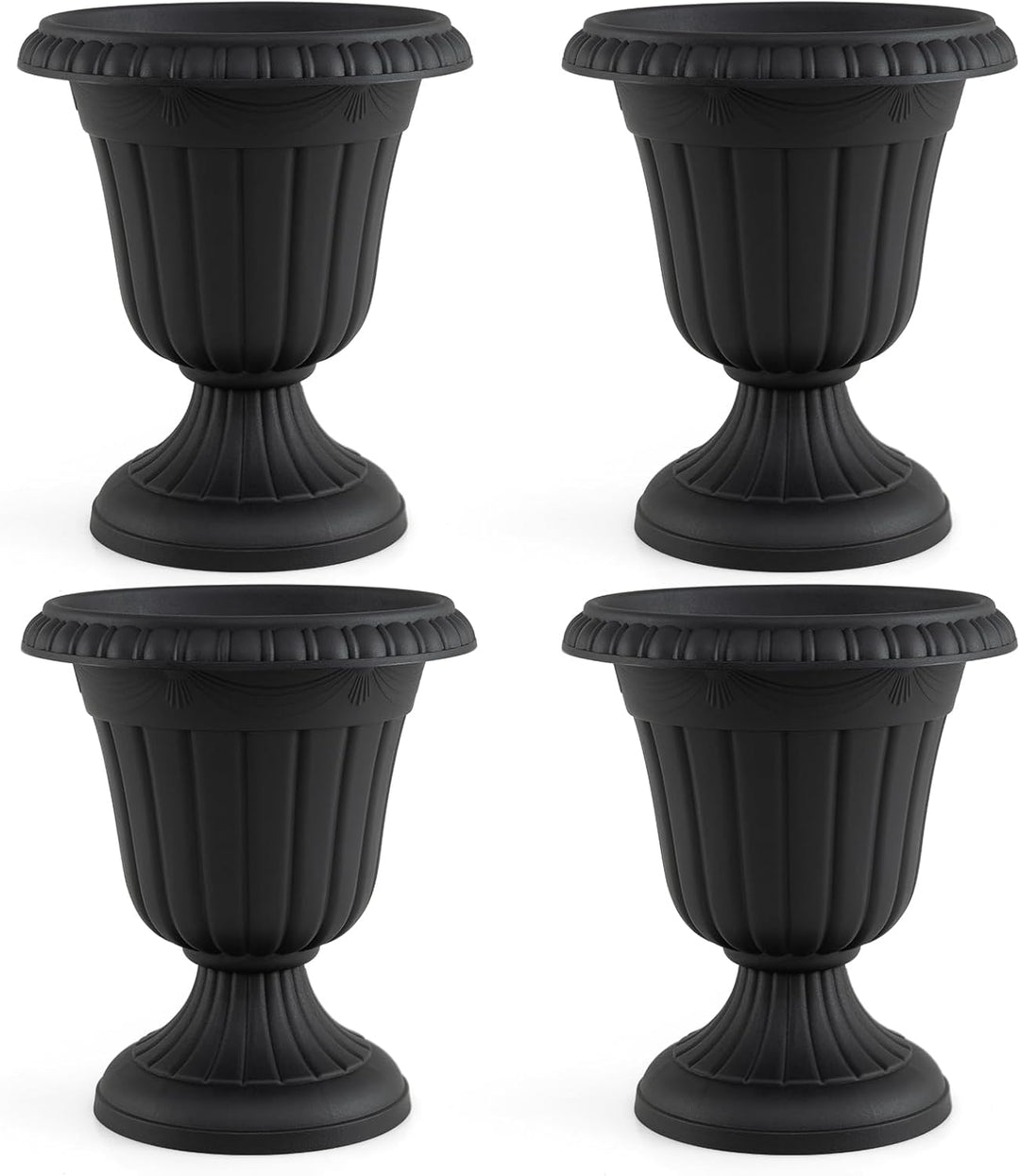 Giantex 18" Tall Urn Plastic Flower Pots with Pedestal Base &amp; Pre-Marked Drain Hole