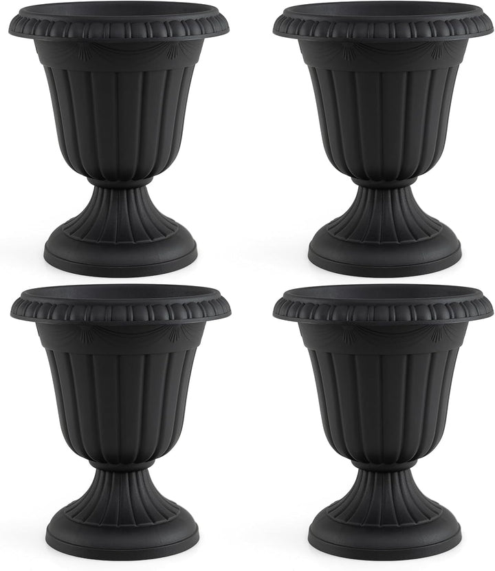 Giantex 18" Tall Urn Plastic Flower Pots with Pedestal Base &amp; Pre-Marked Drain Hole