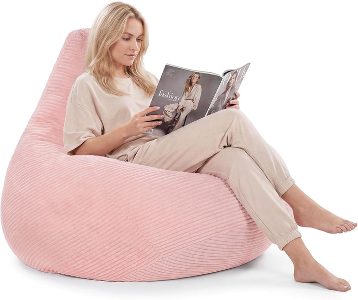 Giantex Bean Bag Chair for Adults | Accent Lazy Sofa with Skin-Friendly Corduroy Cover &amp; Soft Sponge Filling