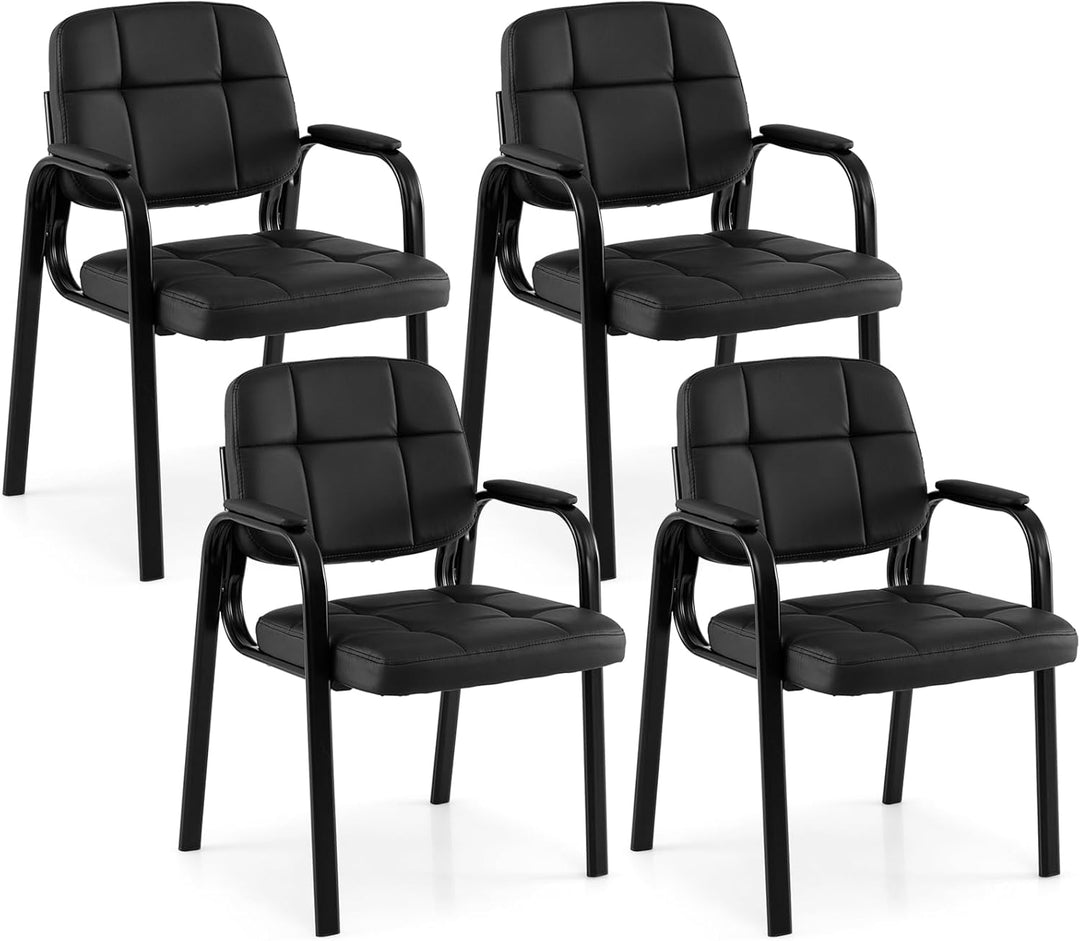 Giantex Leather Office Reception Chairs with Padded Armrests