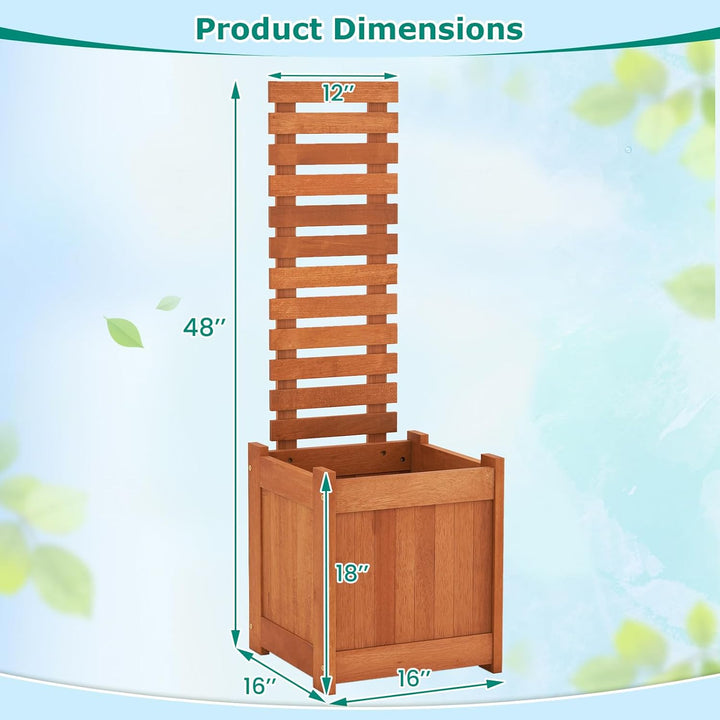 Giantex Outdoor Wooden Raised Garden Bed with Trellis
