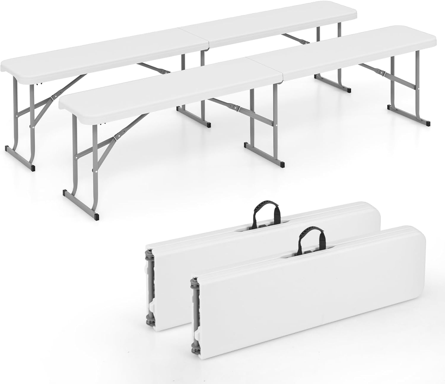 Giantex 6 Feet Plastic Folding Bench, Portable Picnic Seat for BBQ Party Camping Dining, HDPE Top