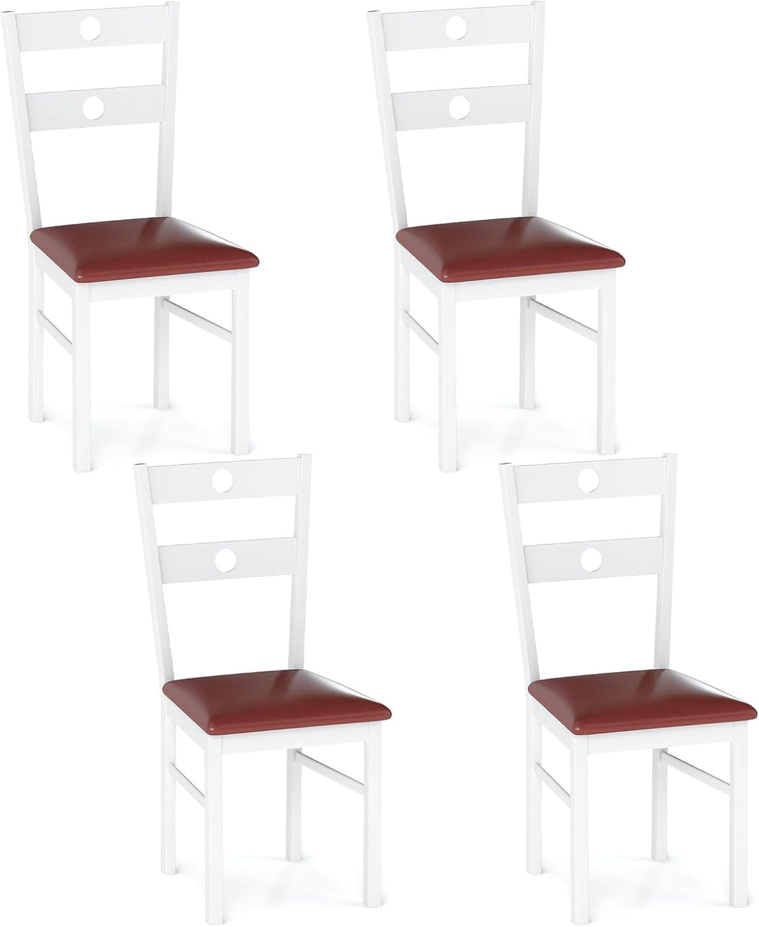 Giantex PU Leather Upholstered Kitchen Chairs w/Hollowed Backrest & Padded Seat