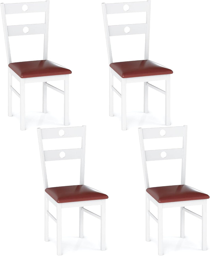 Giantex PU Leather Upholstered Kitchen Chairs w/Hollowed Backrest & Padded Seat