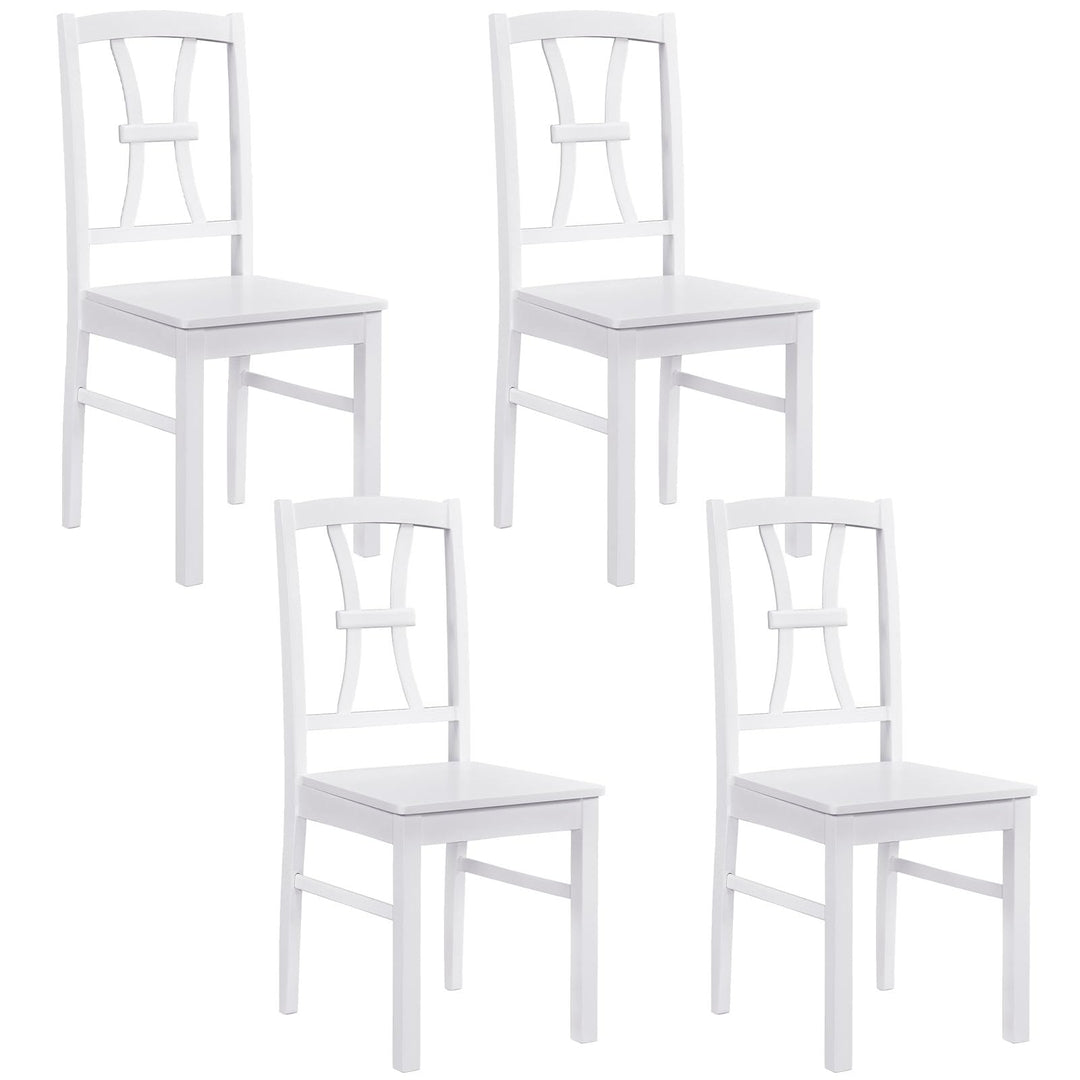 GIANTEX Solid Wood White Kitchen Chairs w/ Elegant High Back (2/4)