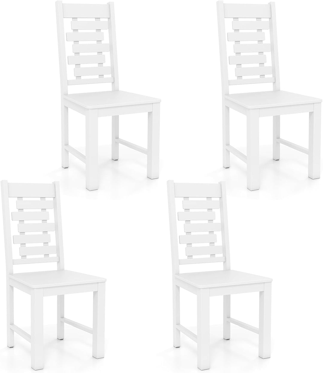 Giantex Wooden Dining Chairs Set 100% Solid Rubber Wood Kitchen Chair with High & Tilted Backrest
