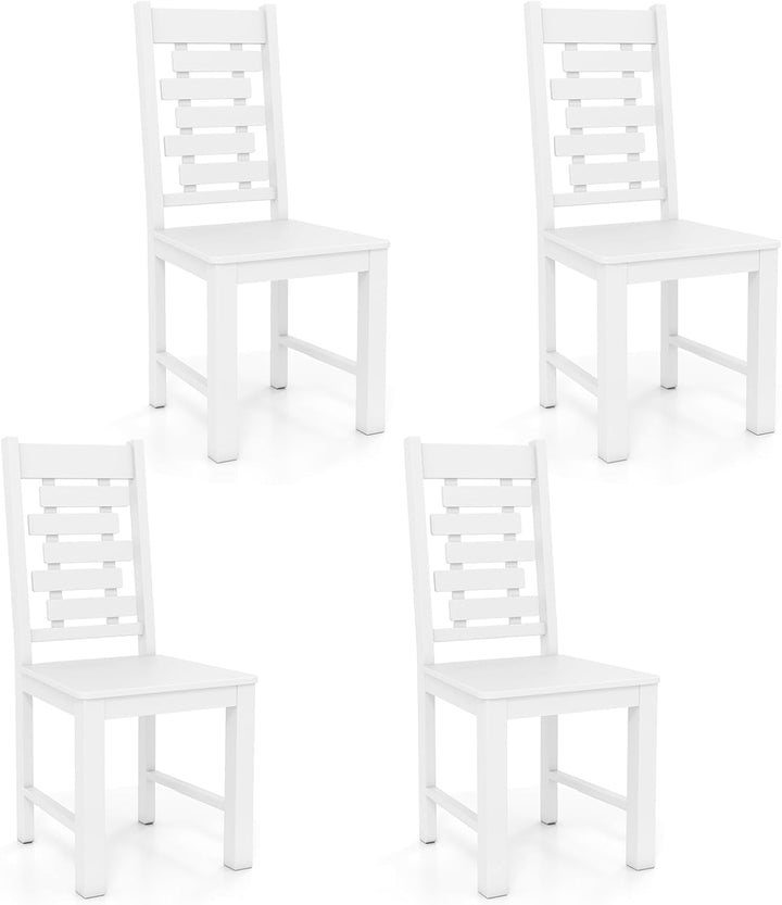 Giantex Wooden Dining Chairs Set 100% Solid Rubber Wood Kitchen Chair with High & Tilted Backrest