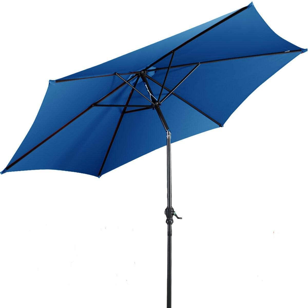 10ft Outdoor Patio Umbrella, Market Table umbrella w/ Tilt Adjustment and Crank, 180G Polyester
