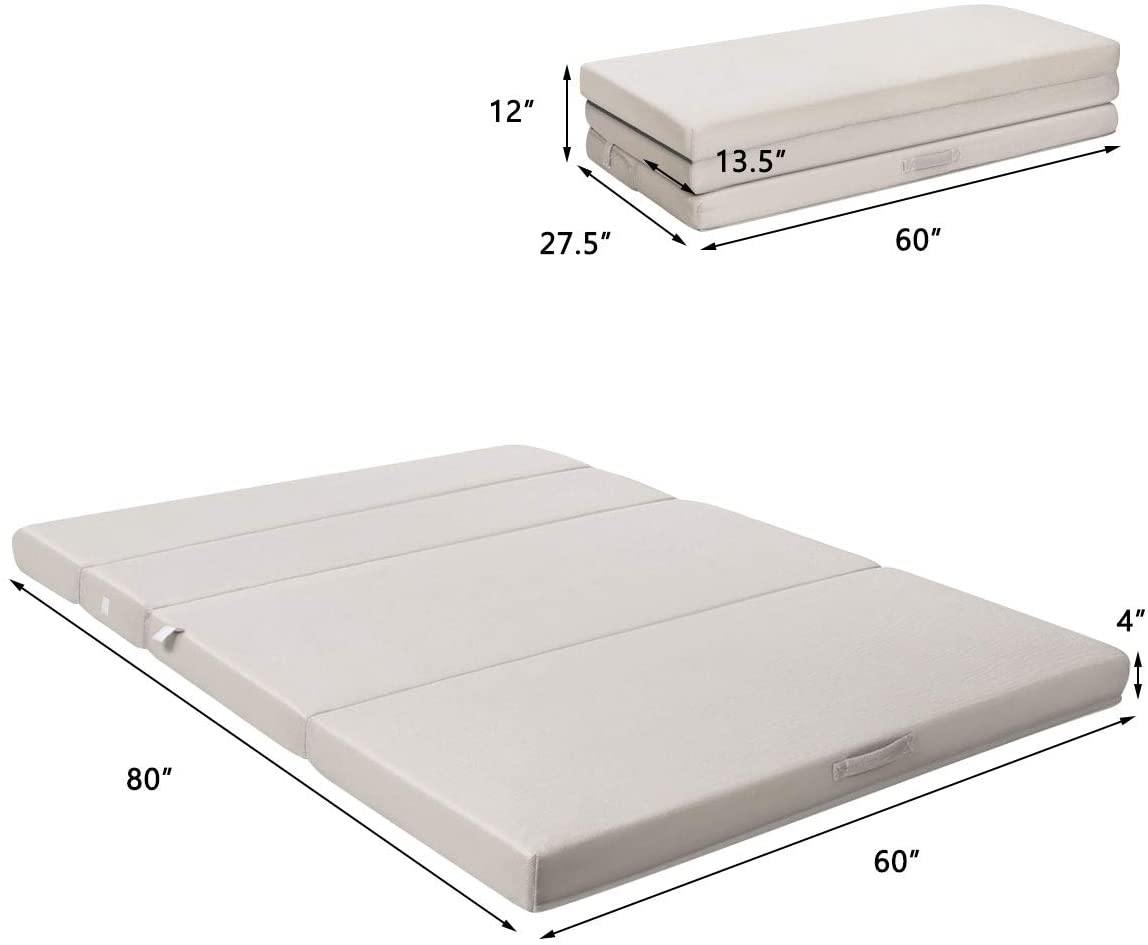 Giantex 4" Thick Folding Portable Mattress Pad Sofa Bed with Carrying Handles