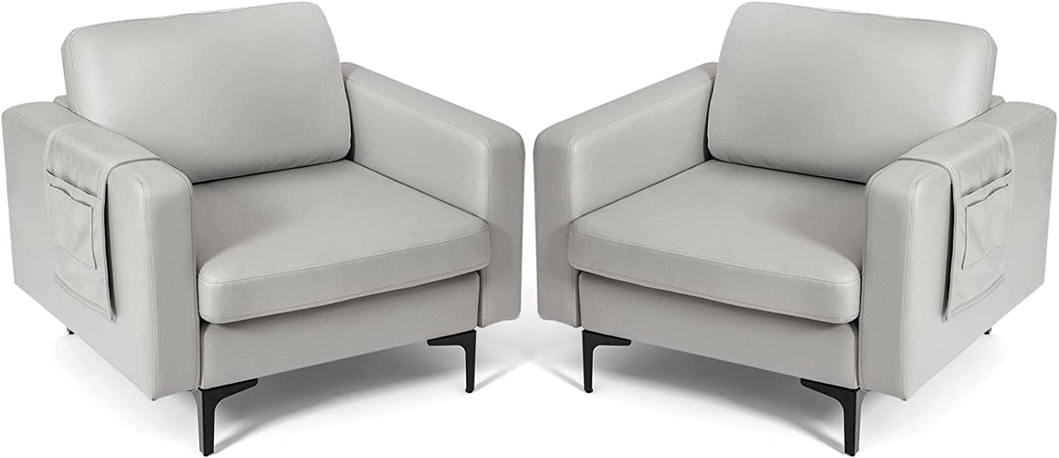 Giantex Modern Accent Chair w/Comfy Thick Cushion, Magazine Pockets