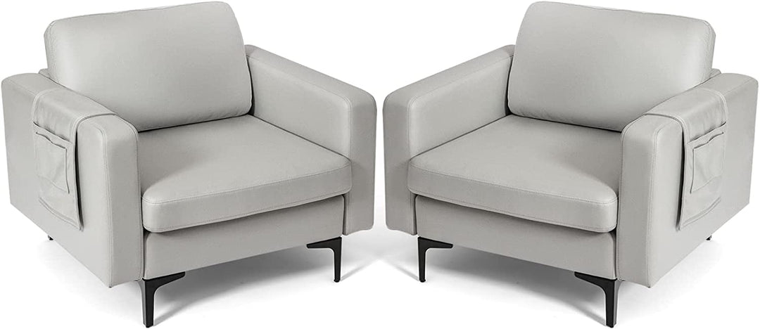 Giantex Modern Accent Chair w/Comfy Thick Cushion, Magazine Pockets