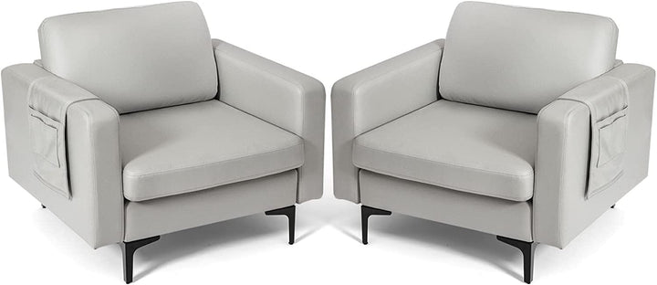 Giantex Modern Accent Chair w/Comfy Thick Cushion, Magazine Pockets