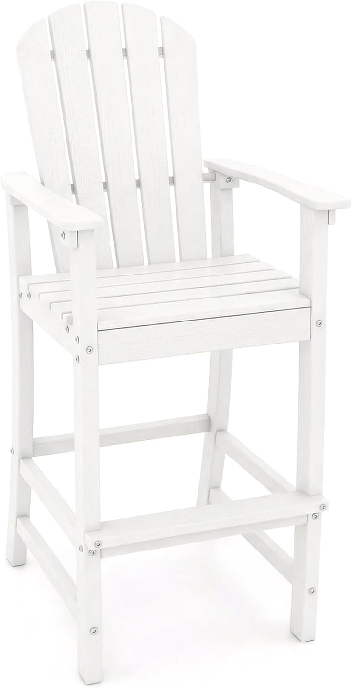 Giantex Outdoor HDPE Bar Stool, Tall Adirondack Chair with Armrests and Footrest, 30 Inches Counter Height Bar Stool