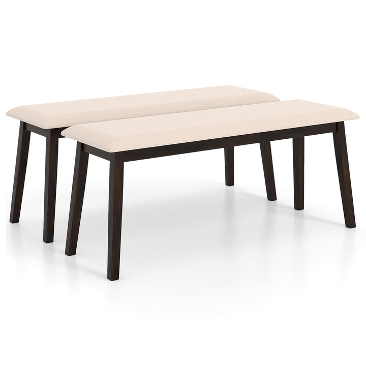 GIANTEX 43.5" Upholstered Dining Bench with Rubber Wood Frame (1/2)