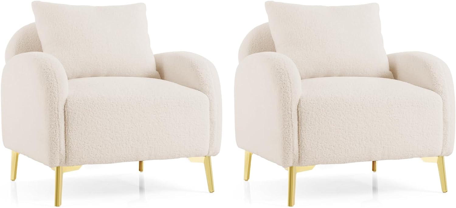 Giantex Accent Chair, Upholstered Armchair with Removable Pillow, Soft Padded Seat & Stable Metal Legs