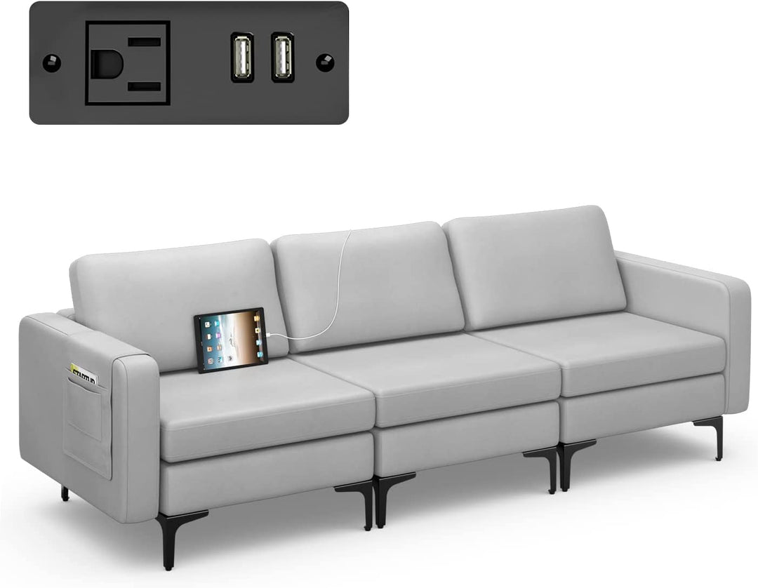 Giantex 3 Seat Sectional Sofa Couch, 94.5" L Modular Sleeper