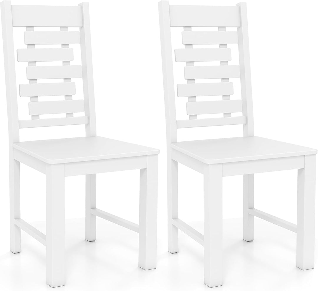 Giantex Wooden Dining Chairs Set 100% Solid Rubber Wood Kitchen Chair with High & Tilted Backrest