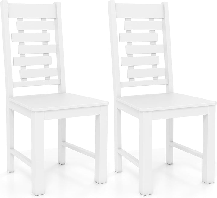 Giantex Wooden Dining Chairs Set 100% Solid Rubber Wood Kitchen Chair with High & Tilted Backrest