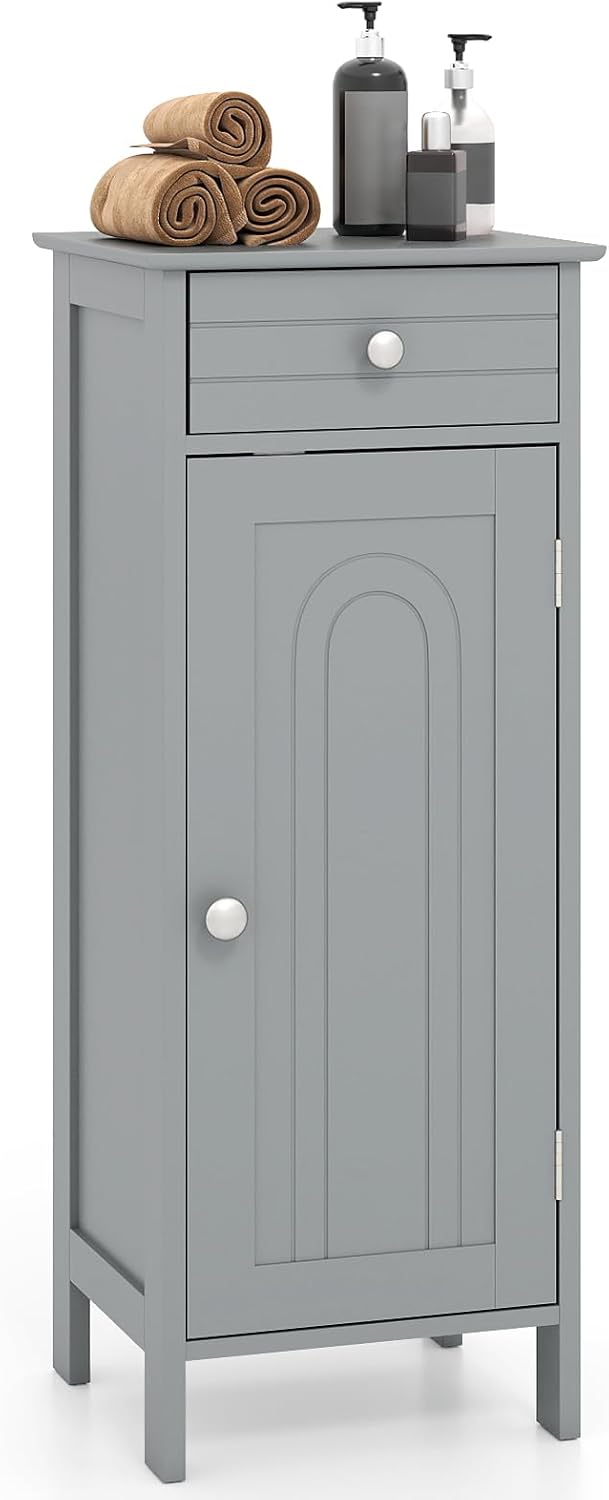 Giantex 34.5” Bathroom Cabinet Narrow Side Storage Organizer with Drawer