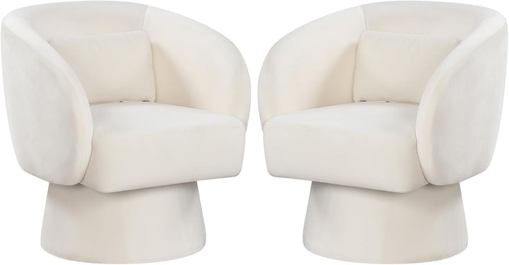 Giantex Swivel Accent Chair Upholstered Barrel Chair with Curved Back & Removable Lumbar Pillow