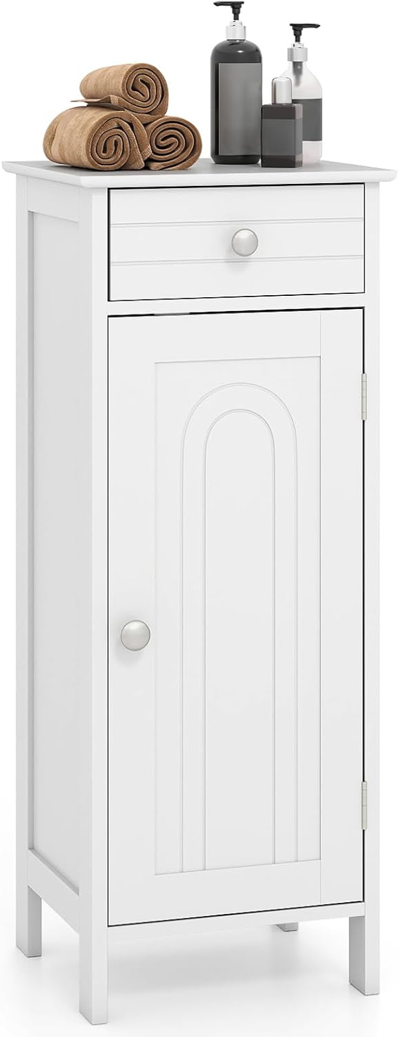 Giantex 34.5” Bathroom Cabinet Narrow Side Storage Organizer with Drawer